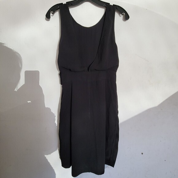 Aritzia Wilfred Black Sleeveless Leila Deep V Back Mini Dress Pockets Size 0 - Picture 5 of 14